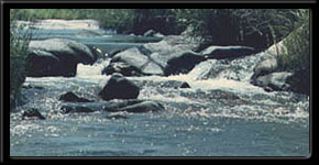 Cascading waterfalls on the beautifil Hill Country ranch land in Llano County Texas